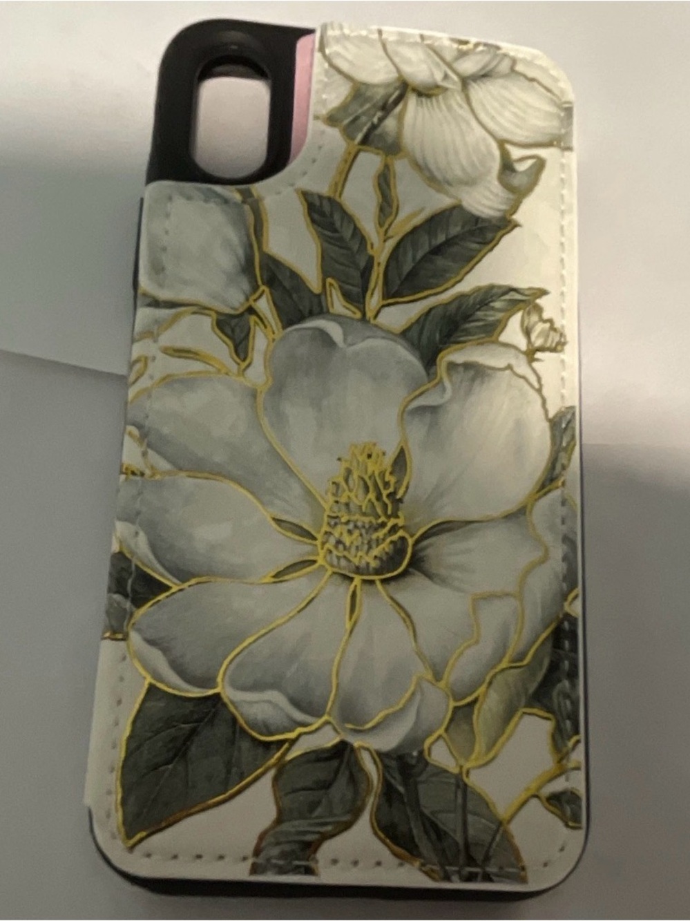 Floral Wallet Case Flip Cover with RFID blocking Card Slots, I-phone X/XS 5.8”